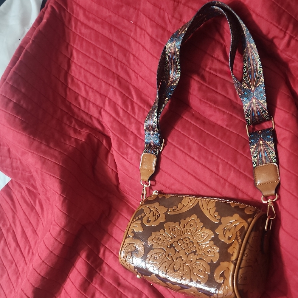 Elegant Brown Floral Women Bag